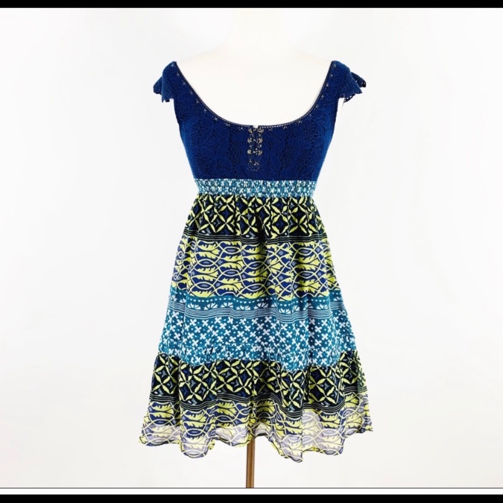 Free people empire waist crotchet mini dress